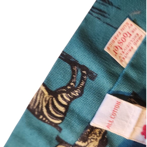 Square End Tie | eBay Vintage Rooster Square End Tie Cotton Teal Color w/ Cream & Black Wild Animals